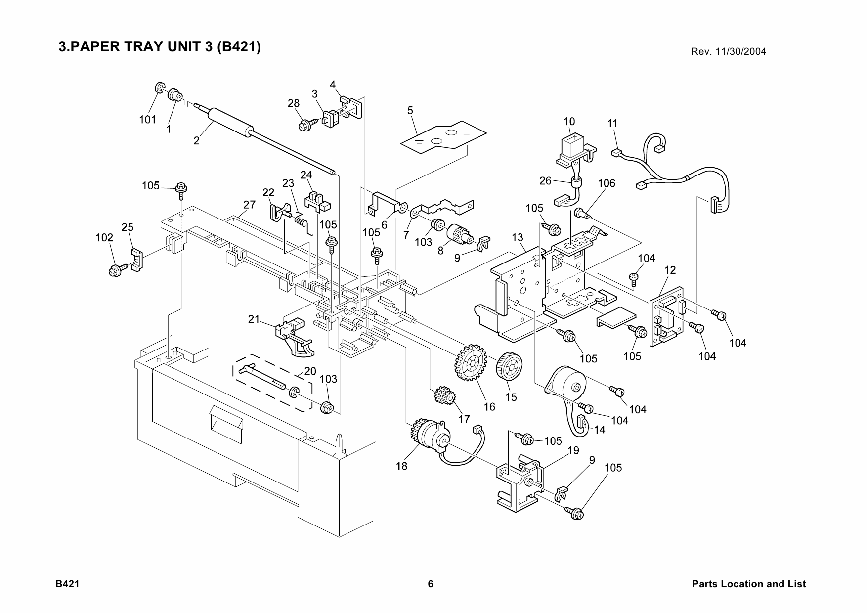 RICOH Options B421 PAPER-TRAY-UNIT Parts Catalog PDF download-3